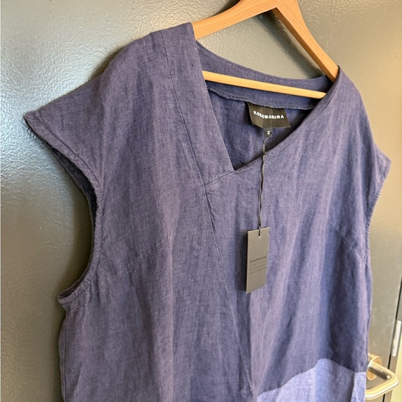 Kokomarina XXL linen Asymmetrical Dress in dark blue palette. - Picture 9 of 11